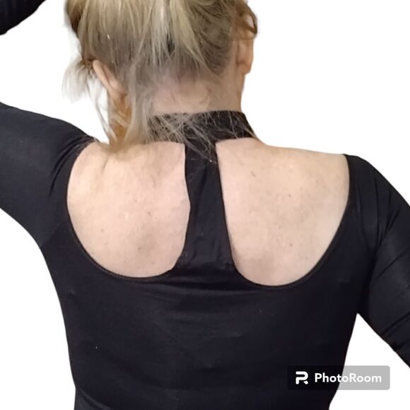 NWT S2J Black Off Shoulder Choker Dress L/S Sz S Bodycon Stretchy - Picture 4 of 7